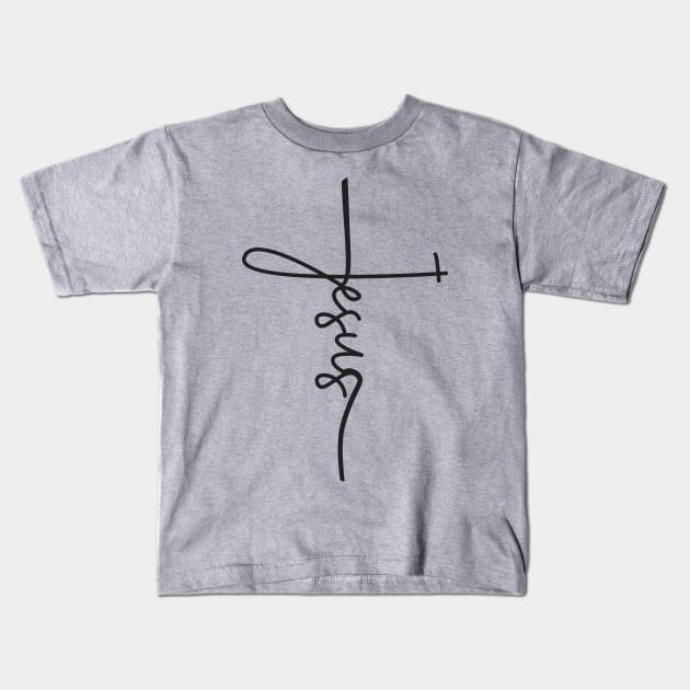 Jesus Cross Christianity Kids T-Shirt by TheBlackCatprints